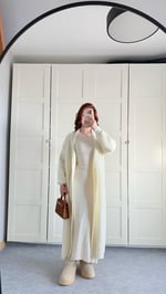 Sakallı Yumuşak Maxi Hırka Vanilya