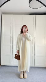 Sakallı Yumuşak Maxi Hırka Vanilya