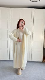 Sakallı Yumuşak Maxi Hırka Vanilya