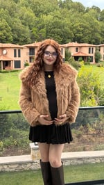 Şal Yaka Oversize Kürk Sütlü Kahverengi