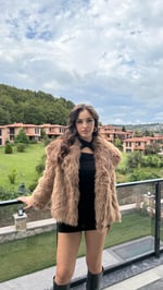 Şal Yaka Oversize Kürk Sütlü Kahverengi