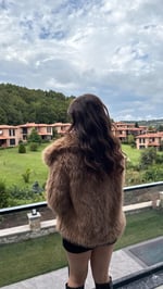 Şal Yaka Oversize Kürk Sütlü Kahverengi