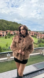 Şal Yaka Oversize Kürk Sütlü Kahverengi