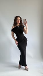 Salvatore Kayık Yaka Elbise Siyah