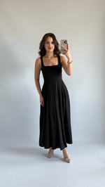 Samira Kare Yaka Elbise Siyah 