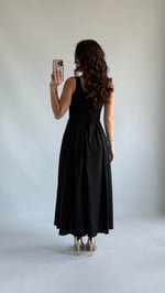 Samira Kare Yaka Elbise Siyah 