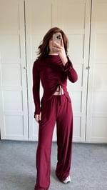 Sandy Büzgülü Takım Bordo