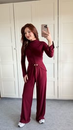 Sandy Büzgülü Takım Bordo