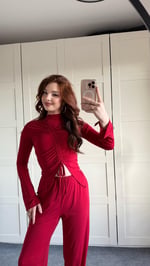 Sandy Büzgülü Takım Kırmızı