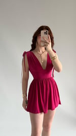 Sandy Dekolte Şortlu Kısa Elbise Pembe