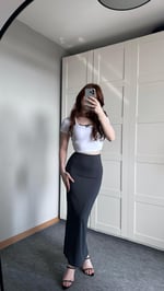 Sandy Kalem Streç Etek Gri