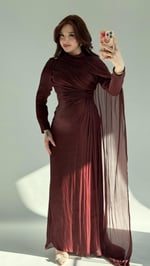 Sansa Pelerinli Abiye Bordo