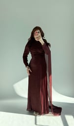 Sansa Pelerinli Abiye Bordo
