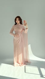 Sansa Pelerinli Abiye Pudra Pembesi