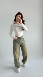 Sarı Tintli Çift Kemer Baggy Jean