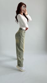 Sarı Tintli Çift Kemer Baggy Jean