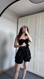 Saten Şortlu Siyah Elbise