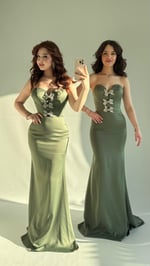 Selena Taşlı Fiyonk Abiye Haki Yeşil