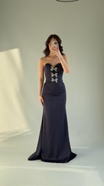 Selena Taşlı Fiyonk Abiye Lacivert