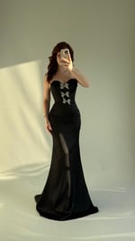 Selena Taşlı Fiyonk Abiye Siyah