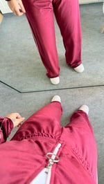 Şeritli Kadife Eşofman Takımı Bordo
