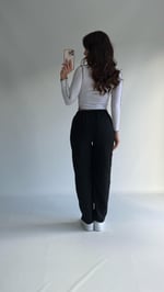 Şeritli Pamuklu Eşofman Siyah