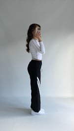 Şeritli Pamuklu Eşofman Siyah