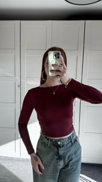 Sırtı Açık Uzun Kol Bluz Bordo