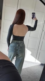 Sırtı Açık Uzun Kol Bluz Füme