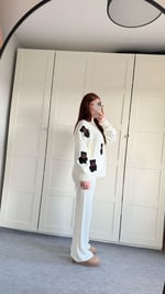 Siyah Minik Teddy Beyaz Triko Takım 