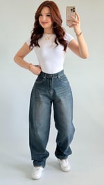 Skay Bel Tokalı Baggy Pantolon Koyu Lacivert 