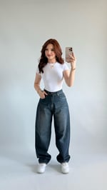Skay Bel Tokalı Baggy Pantolon Koyu Lacivert 