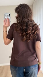 Soft Line Oversie V Yaka Tişört Kahverengi