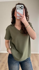 Soft Line Oversie V Yaka Tişört Yeşil