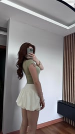 Şortlu Balon Etek Beyaz