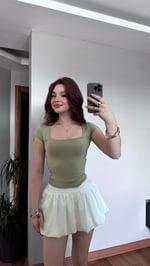 Şortlu Balon Etek Beyaz