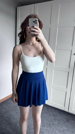Şortlu Etek Pileli Saks Mavisi 
