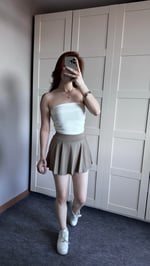 Şortlu Etek Pileli Vizon