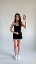 Spor Mini Fitilli Elbise Siyah