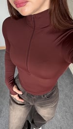 Sport Fermuarlı El Detaylı Bluz Bordo