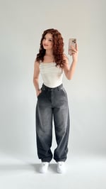 Staight Jean Pantolon Füme