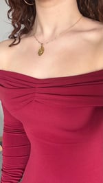 Star Elbise Uzun Kollu Bordo