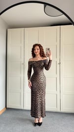 Star Elbise Uzun Kollu Leopar