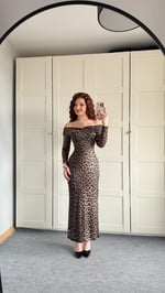 Star Elbise Uzun Kollu Leopar