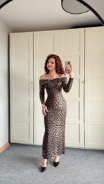 Star Elbise Uzun Kollu Leopar