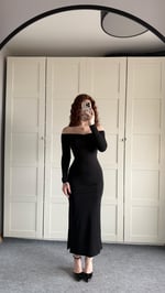Star Elbise Uzun Kollu Siyah