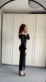Star Elbise Uzun Kollu Siyah