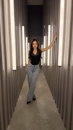 Star Parılıtılı Plazzo Pantolon  Buz Mavisi