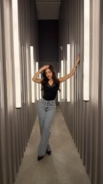 Star Parılıtılı Plazzo Pantolon  Buz Mavisi