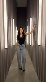 Star Parılıtılı Plazzo Pantolon  Buz Mavisi